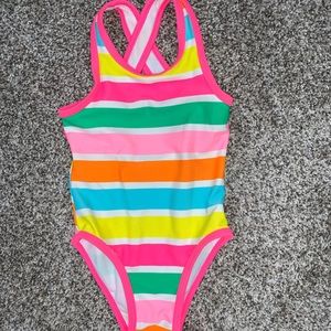 Circo Girls Neon Striped One Piece Swimsuit